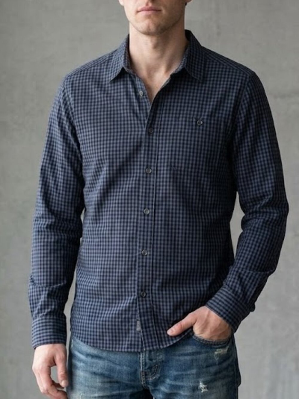 The North Face Blue Plaid Cotton Long Sleeve Button Down Shirt Men's M